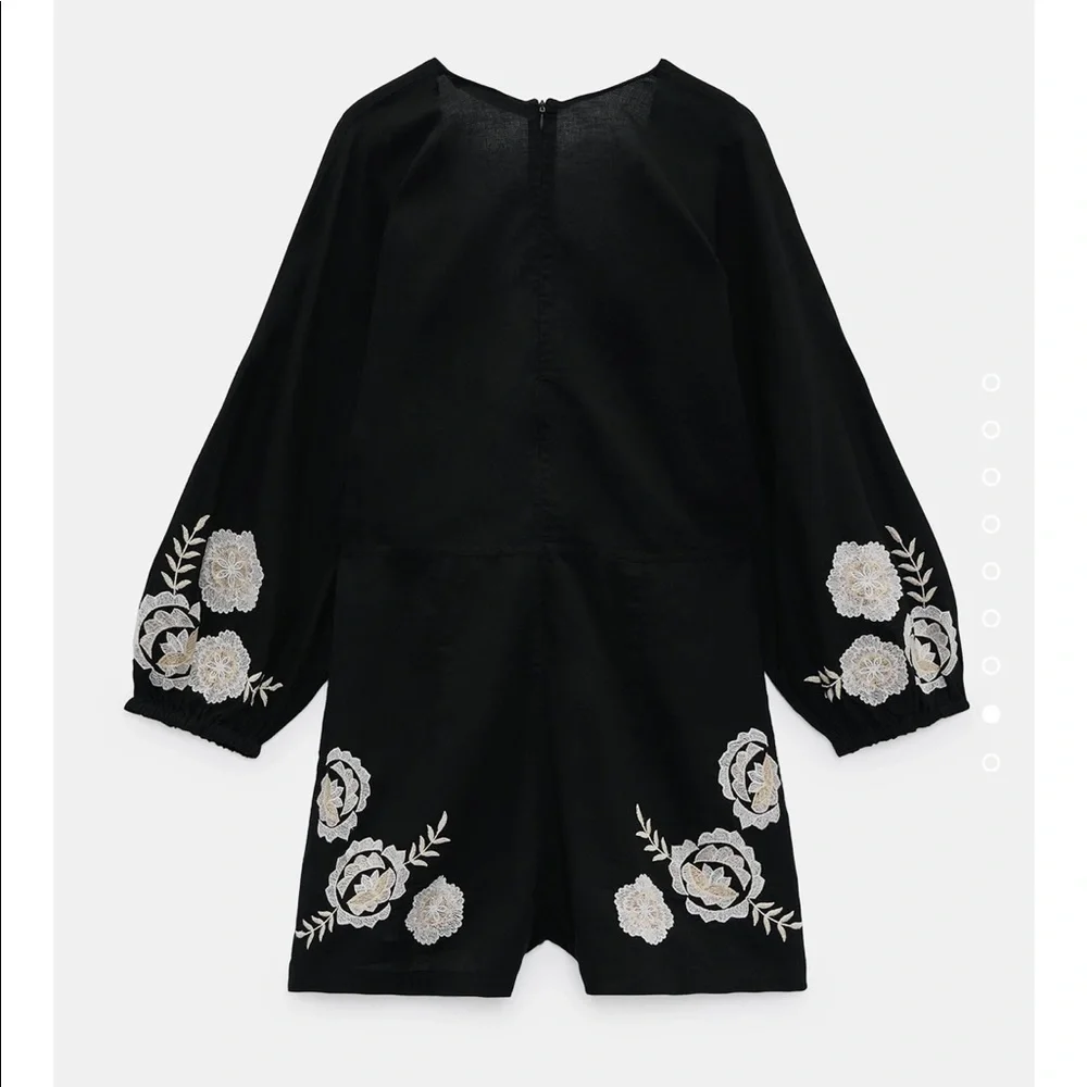 Zara embroidery linen blend jumpsuits bloggers fav